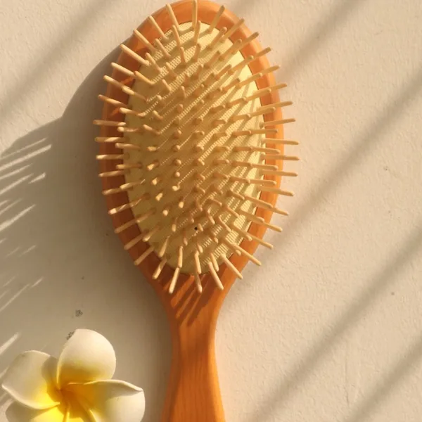 Brosse à cheveux en bambou, picots en bois (sans poils de sanglier)