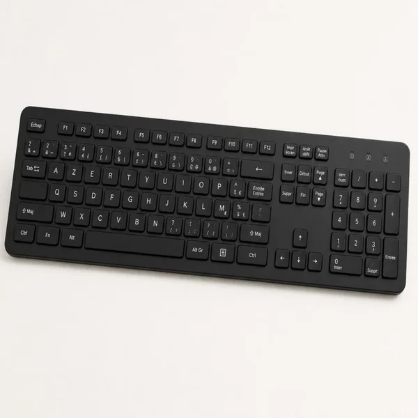 Clavier sans fil noir pleine taille, disposition AZERTY