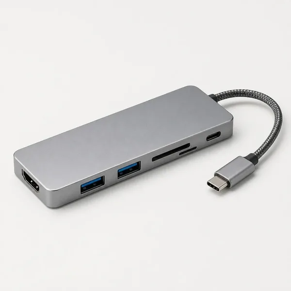 Adaptateur USB-C multiport gris en aluminium