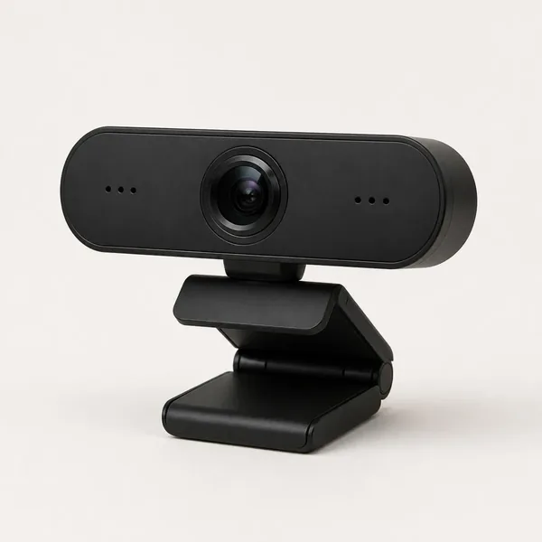 Webcam noire posée sur son support
